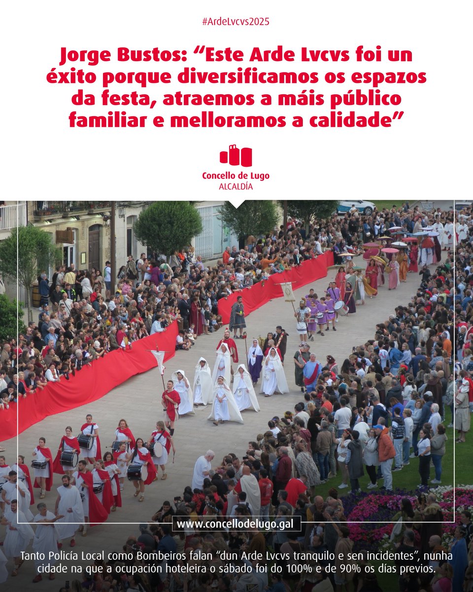 xuvdeporteslugo's tweet photo. 🏛️✨ O concelleiro de Xuventude destacou que “volvese demostrar por que o Arde Lvcvs é un dos mellores eventos de recreación histórica do mundo, cunha capacidade de seguir medrando ano tras ano”.

#ArdeLvcvs2025 #RecreaciónHistórica #OrgullodeCidade https://t.co/z2ucj3XVO6