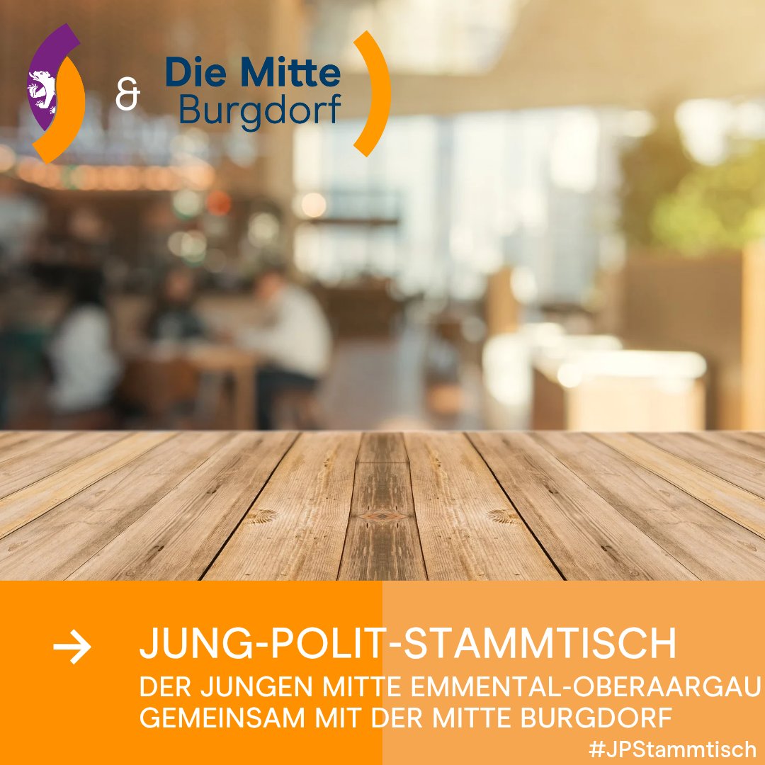 Die Junge Mitte Emmental-Oberaargau hat diesen Donnerstag, 19.06., ihren Jung-Polit-Stammtisch im B5 in #Burgdorf ab 19:30 Uhr. Dieses Mal wird der Stamm gemeinsam mit der Mitte Burgdorf durchgeführt 🤩

Die Sektion freut sich auf einen gemütlichen Abend! 🍻
#JPStammtisch