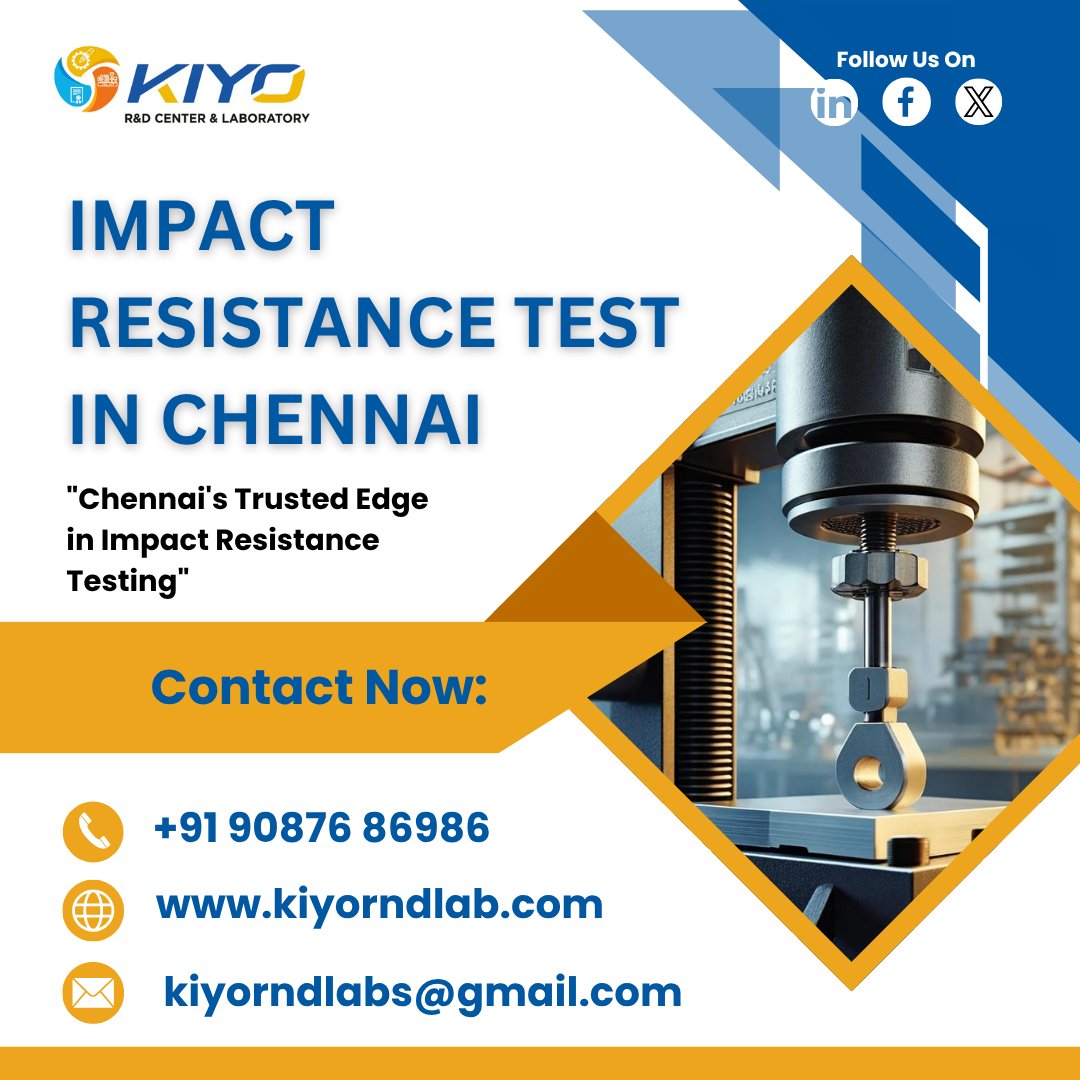 Kiyorndlab's tweet image. Need tough materials? 💥
Get certified Impact Resistance Testing in Chennai with Kiyo R&amp;amp;D Lab – your trusted partner in quality &amp;amp; durability.
#ImpactTest #Chennai #MaterialsLab