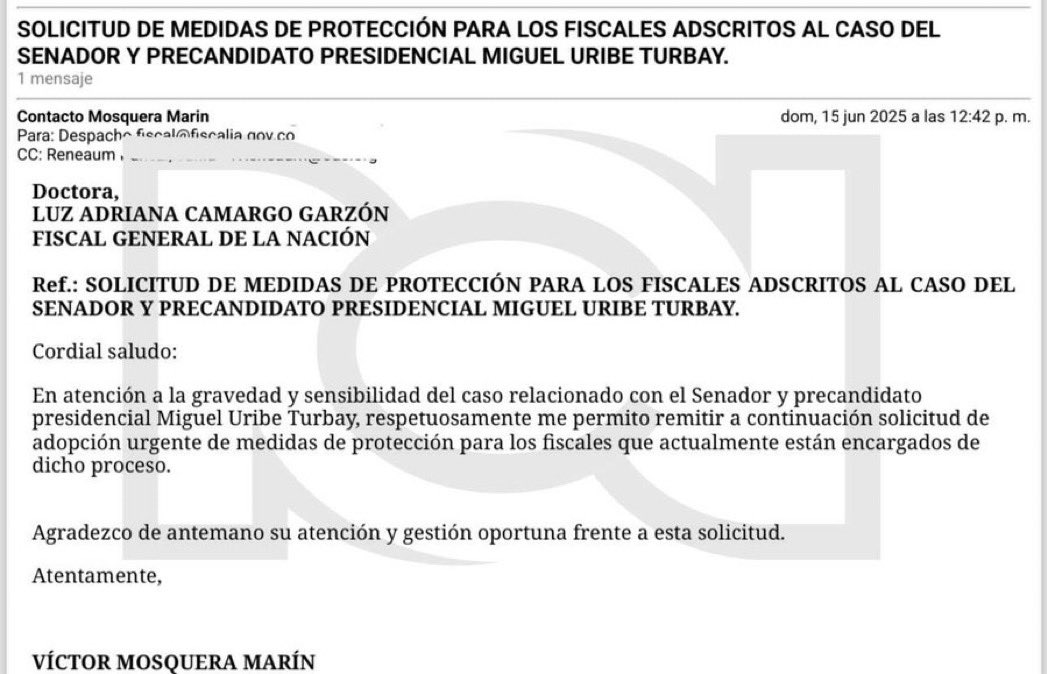 ANIABELLO_R's tweet image. El abogado de la familia de Miguel Uribe Turbay, @VictorMosqueraM le solicita a la Fiscal Camargo medidas de protección para los fiscales que investigan el atentado.