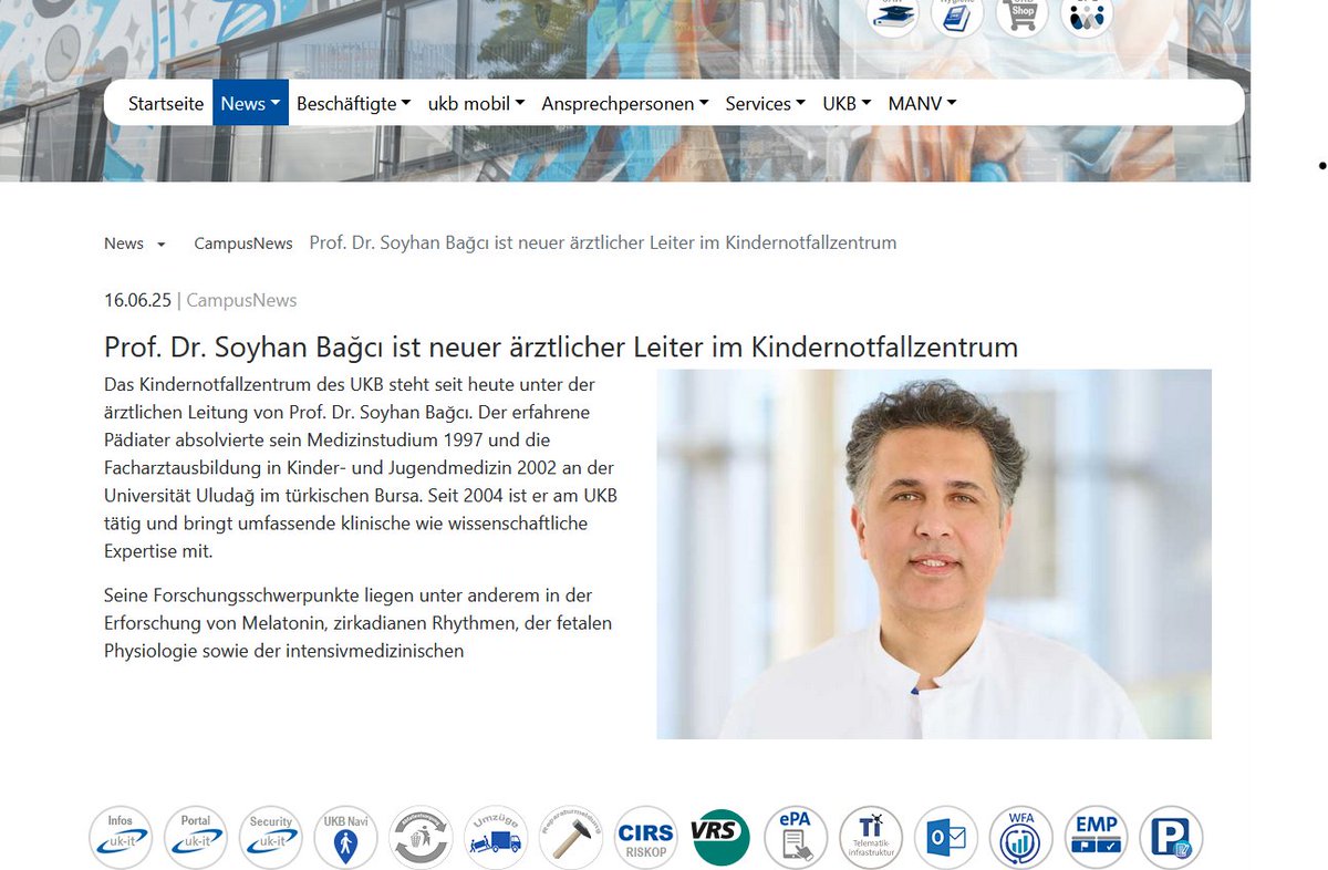 Uzun yıllar yenidoğan ve çocuk yoğun bakımda çalıştıktan sonra, yeni bir göreve başlangıcın ilk günü. 
21 yıl önce misafir doktor olarak geldiğim Bonn Üniversitesi'nde, artık Çocuk Acil Tıp Merkezi'nin bilim dalı başkanı olarak görevime devam edeceğim.
Allah utandırmasın🙏