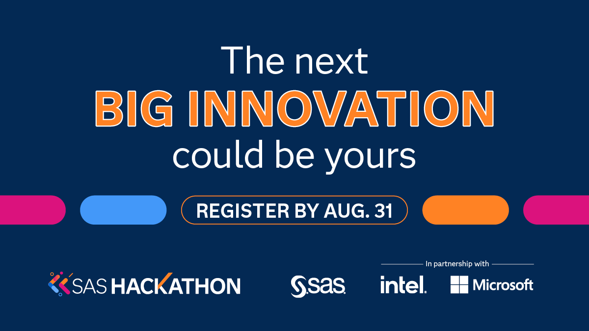A whopping 96% of previous SAS Hackathon participants of participants would recommend the SAS Viya Platform from their hack experience. The 2025 #SASHackathon is an opportunity to try SAS Viya on a real use case with your team. 

Register to participate! 2.sas.com/601946gvL