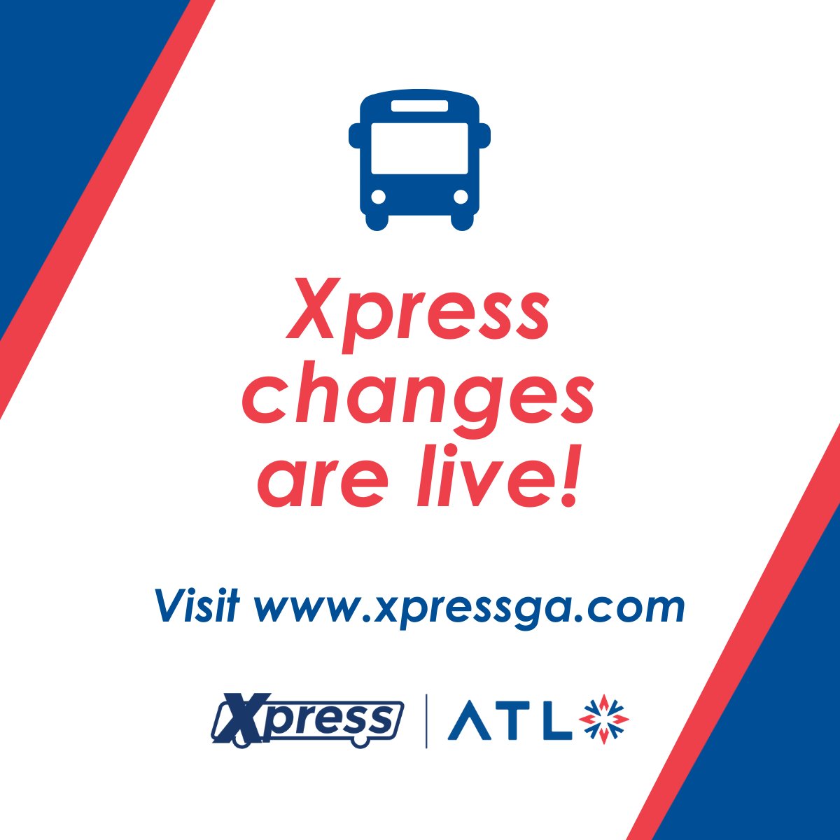 Atlanta Regional Commission (@atlantaregional) on Twitter photo REMINDER: Xpress route changes are live!
<a href="/ATLTransitLink/">Atlanta-region Transit Link Authority</a> is implementing systemwide service changes as part of their "Redefining the Ride ā Xpress 2.0" initiative.
Visit the ATL website to see the complete updated system plan: xpressga.com/redefining-the⦠REMINDER: Xpress route changes are live!
<a href="/ATLTransitLink/">Atlanta-region Transit Link Authority</a> is implementing systemwide service changes as part of their "Redefining the Ride ā Xpress 2.0" initiative.
Visit the ATL website to see the complete updated system plan: xpressga.com/redefining-theā¦