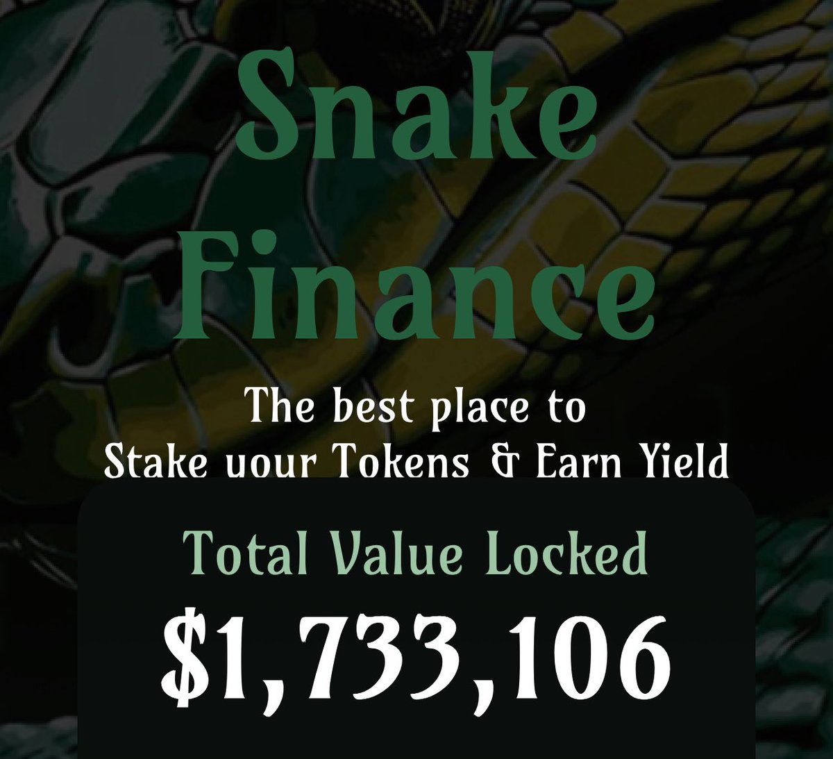 Poobear_069's tweet photo. Smart money will go to $GSnake 🐍 
@SnakeOnSonic 

TVL will soon hit 10 million. Then after that it’s parabolic for $Snake Finance. 

https://t.co/yrTwe5Idte

$S $Sonic https://t.co/2aabFtE0Ki