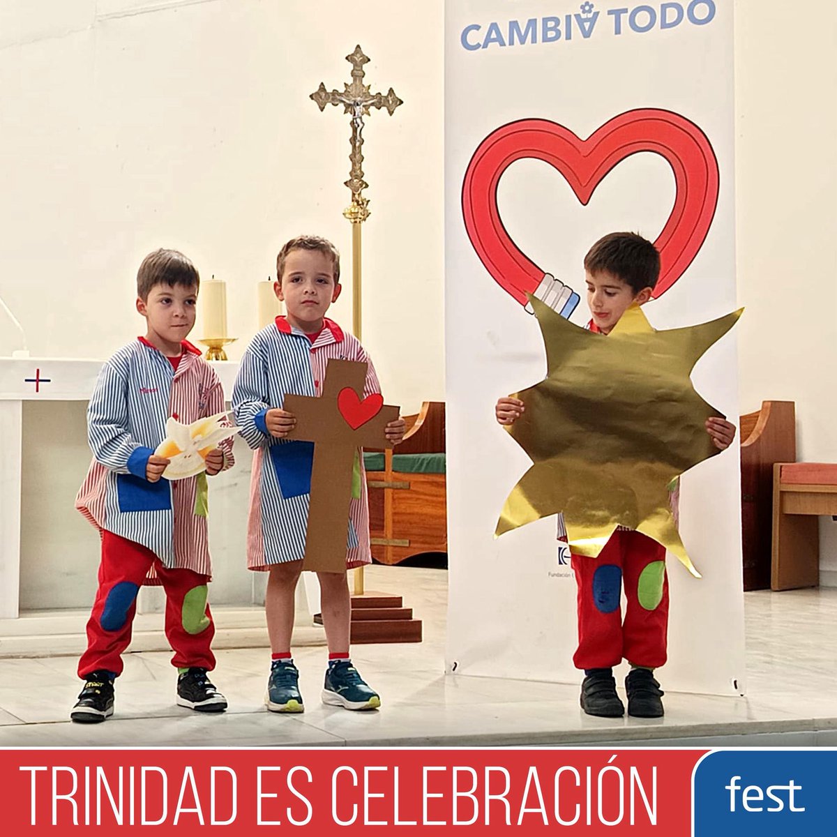 En nuestros coles las celebraciones de la Trinidad se han sucedido y continúan en estos días. Desde pequeños, nuestros alumnos y alumnas se adentran poco a poco en el sentido de esta fiesta que une a toda la Familia Trinitaria y descubren la alegría y la libertad de la Trinidad