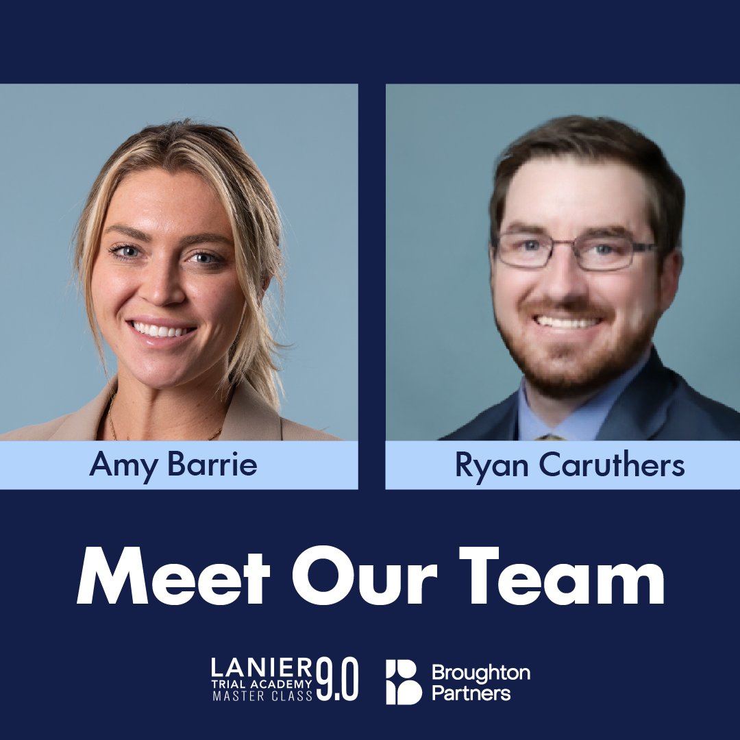 broughtonprtnrs's tweet photo. Going to @LanierLawTweet Trial Academy? Meet Amy Barrie &amp; Ryan Caruthers from Broughton Partners—let’s talk mass tort growth. 

#LanierTrialAcademy #BroughtonPartners https://t.co/NfCNN9d0ek