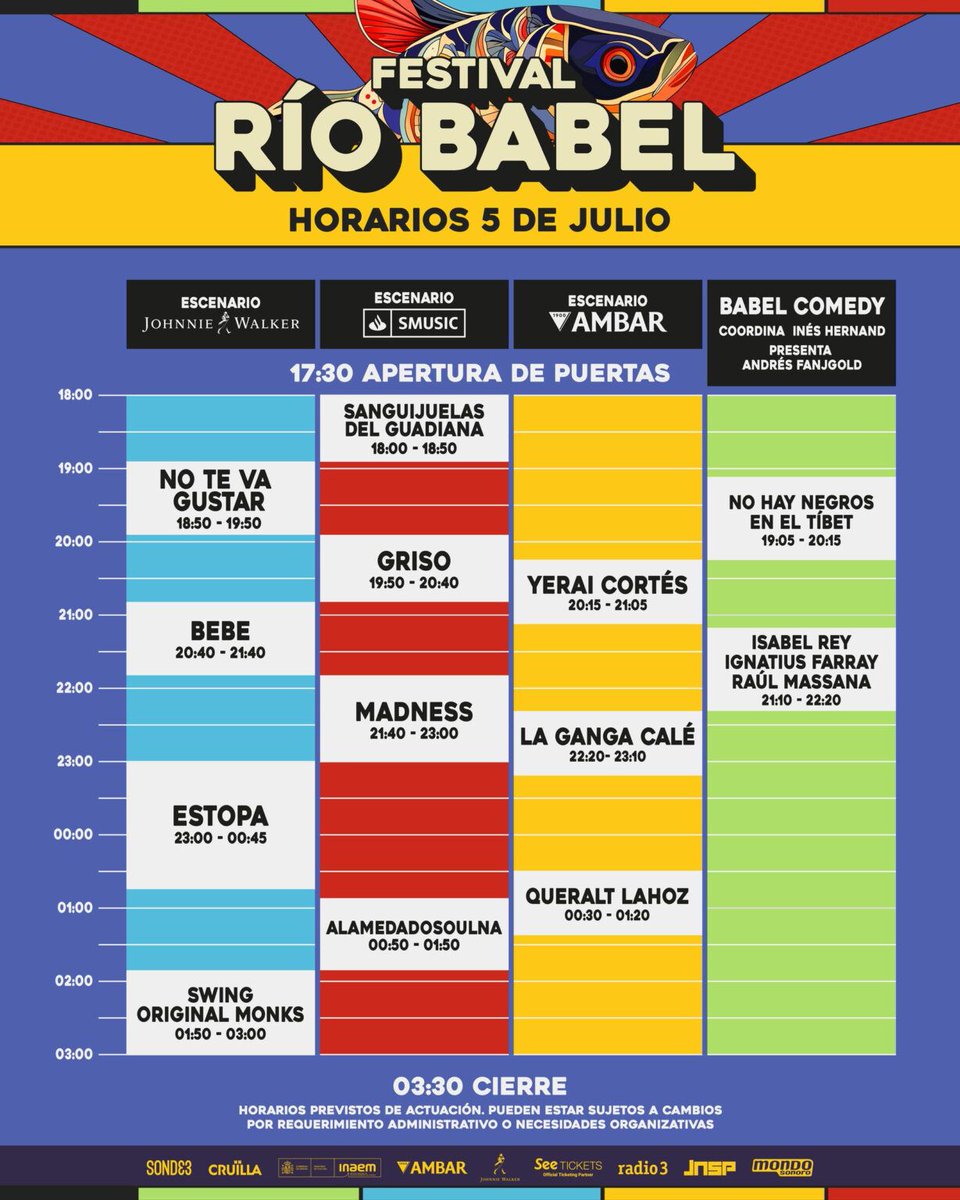 TomaLaAlternativa (@tomalaalt) on Twitter photo En menos de 3 semanas, el <a href="/FestRioBabel/">Festival Río Babel</a> volverá a Madrid, estrenando ubicación en Rivas. Ahora, por fin podemos ir decidiendo a quien no nos queremos perder, con los horarios oficiales de la edición.
¡Os contamos todos los detalles en nuestro blog!
tomalaalternativa.com/descubrimos-lo… En menos de 3 semanas, el <a href="/FestRioBabel/">Festival Río Babel</a> volverá a Madrid, estrenando ubicación en Rivas. Ahora, por fin podemos ir decidiendo a quien no nos queremos perder, con los horarios oficiales de la edición.
¡Os contamos todos los detalles en nuestro blog!
tomalaalternativa.com/descubrimos-lo…