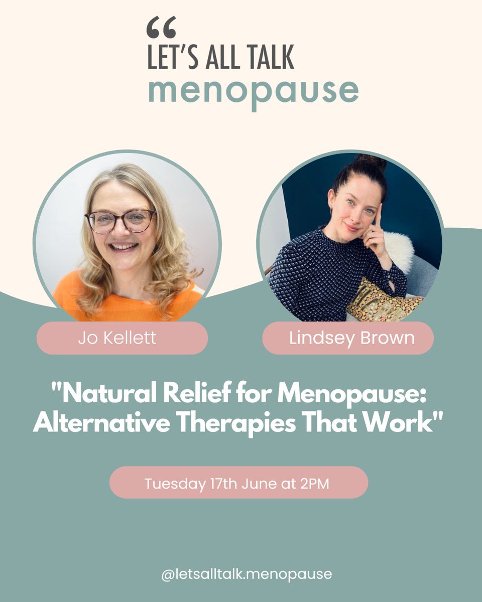 LATMenopause's tweet image. TIME CHANGE: Tomorrow at 2PM!
Join our final webinar of the season: Natural Relief for #Menopause – Alternative Therapies That Work
Aromatherapy + yoga for hot flushes, mood, sleep & more.
£5/month, cancel anytime. Link in bio!
#MenopauseSupport #Wellness