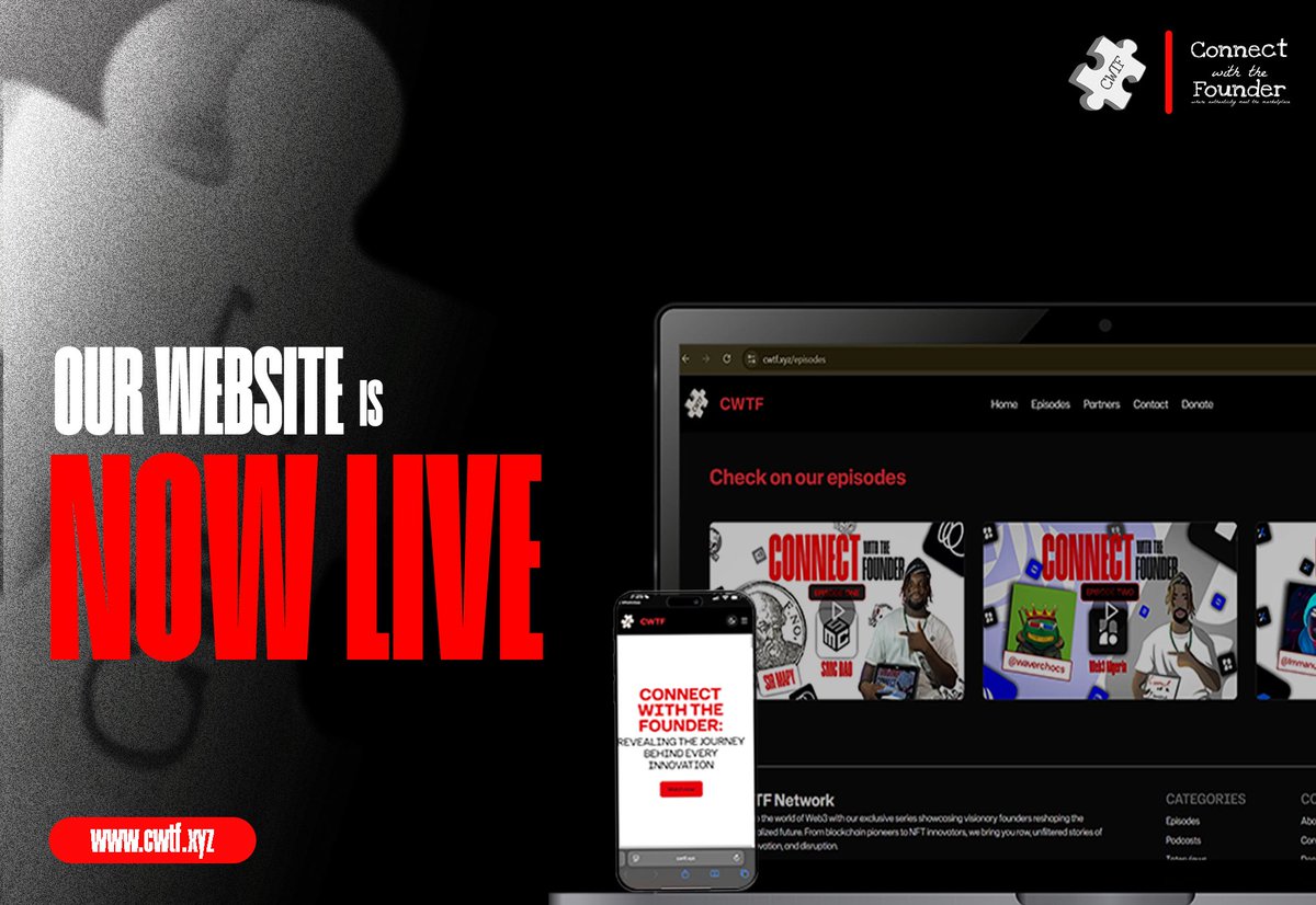 Connecting with founders just got a lot easier 

CWTF is thrilled to announce to you  that our website is now LIVE! 

Explore the website: cwtf.xyz

- Discover  Founders 
- Align with founders mission 
- Schedule a session for that founder you think deserves the