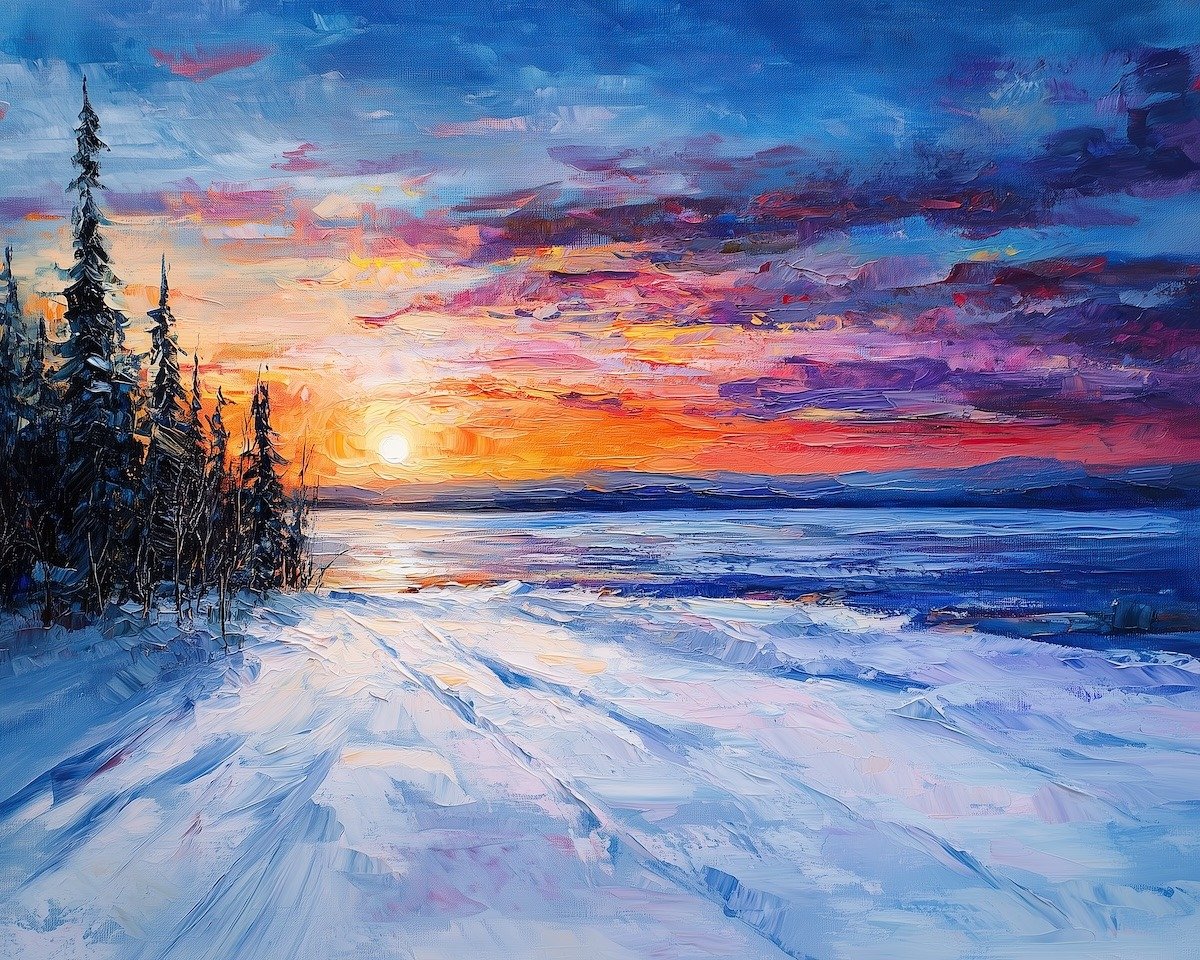 TWILIGHT TUNDRA - oil painting on canvas by Leonid Afremov Gallery afremov.com/twilight-tundr…