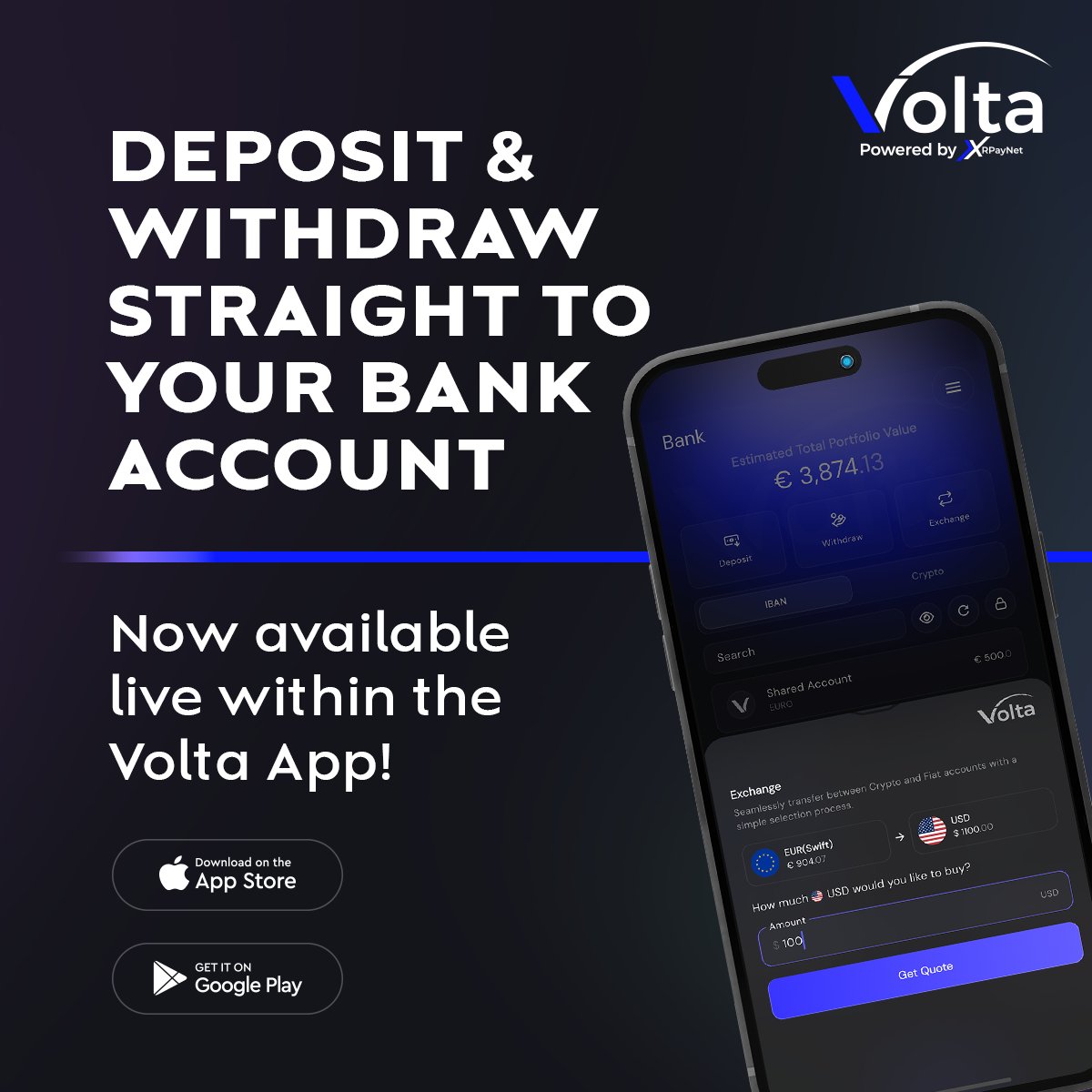 Now LIVE in the Volta App! 🔥

Deposit and withdraw funds straight to your Volta bank account — no third parties, no delays.
Secure, simple, and seamless crypto + banking.

Download now and take control.
loom.ly/06cDjuI

#VoltaWallet #BankingMadeEasy #CryptoToFiat