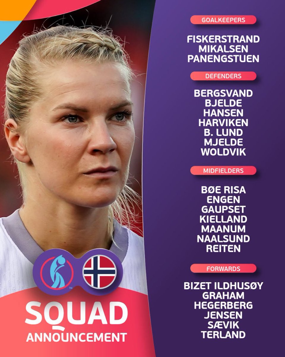 🔴 OFFICIEL ! La liste de la Norvège pour l’EURO 2025. 🇳🇴

📸 <a href="/WEURO2025/">UEFA Women's EURO 2025</a>
