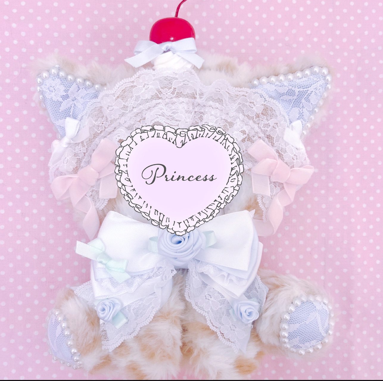 ジュンブラ♡水色ねこ】 おすわりぬい服 16cm【バッグチャーム