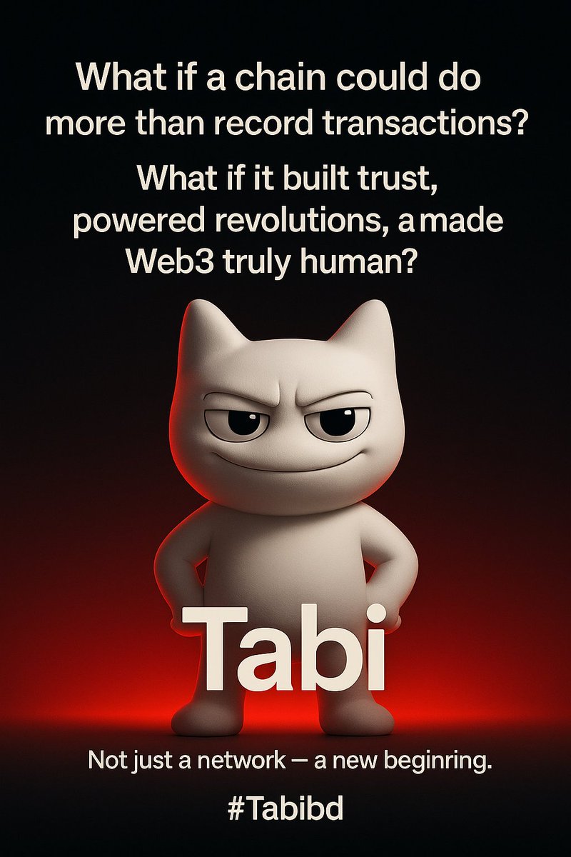 md_jahid40740's tweet photo. What if a chain could do more than record transactions?
What if it built trust, powered revolutions, and made Web3 truly human?
That chain is Tabi.
Not just a network — a new beginning.
#TabiChain #Tabizen2 #Web3Revolution #Tabibd https://t.co/gBnE9cfSe3