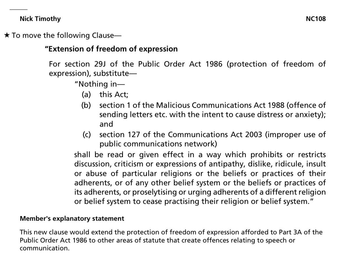 I’m campaigning to end our de facto Islamic blasphemy laws.

So I’ve tabled an amendment to the Crime Bill to restore free speech and allow us to criticise Islam.

The amendment will be debated on Wednesday - please write to your MP asking them to support me.