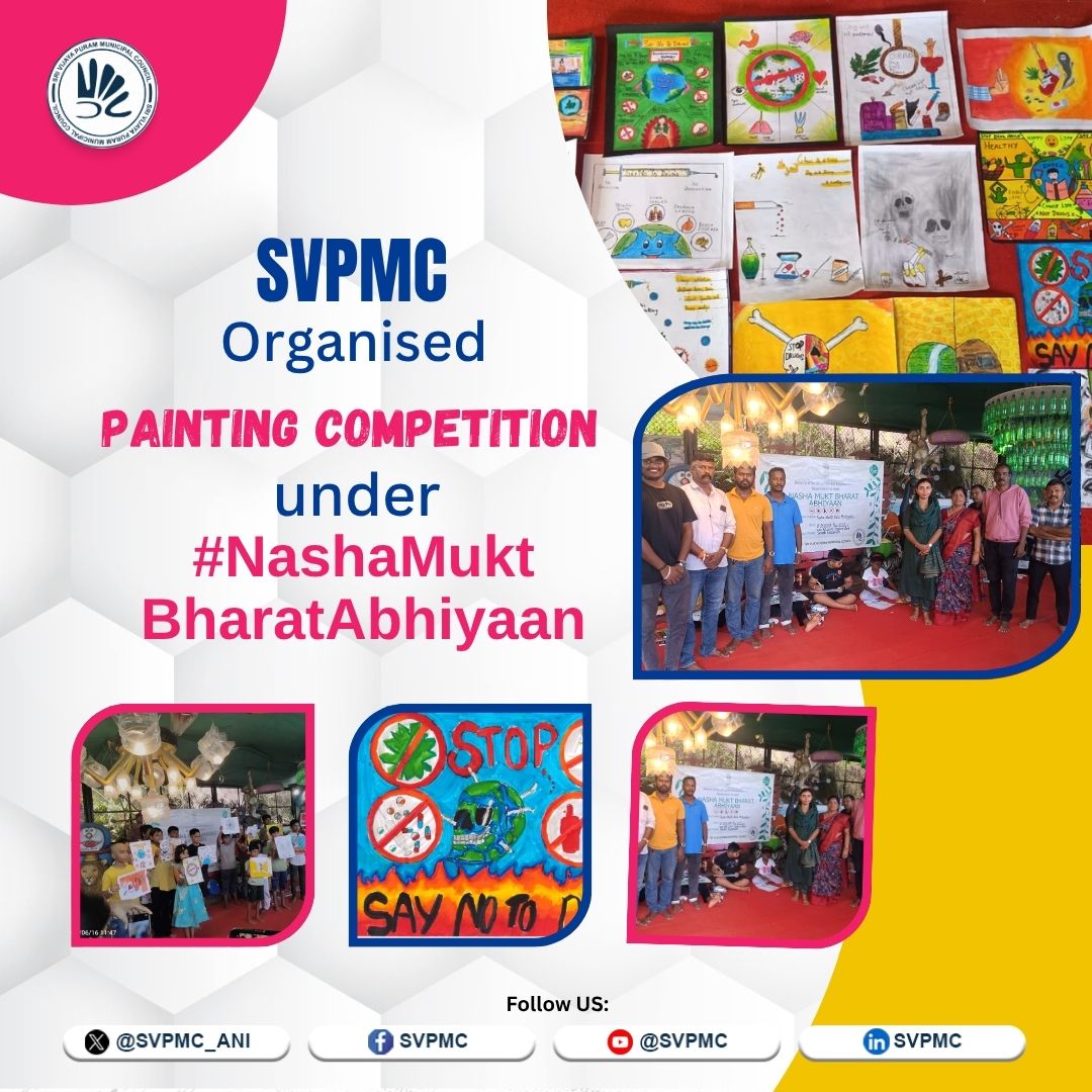 SVPMC_ANI's tweet photo. It was an awesome experience when 16 young artists brought powerful messages through their art on drug abuse, waste segregation, and cleanliness. A moving initiative by SVPMC under the Nasha Mukth Abhiyan.
#YouthForChange #ArtForAwareness #CleanCityDrive https://t.co/XQcKVPcf5U
