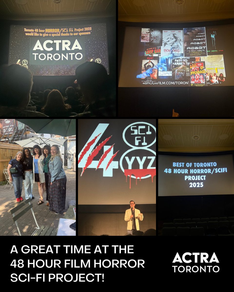 We had a great time at the premiere screenings of the 48 Hour Film Horror Sci-Fi Project - Toronto! This series showcases films created over the course of a weekend, and ACTRA Toronto is proud to be a VIP sponsor. Congratulations to all the ACTRA Toronto performers and filmmakers