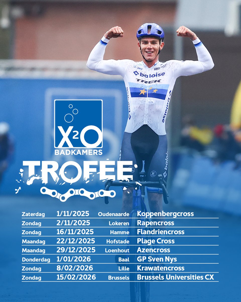 Cyclocross news! The X2O Badkamers Trofee has announced their calendar for the 2025-2026 season.

The cyclocross race in 🇧🇪 Hofstade returns on the cyclocross calendar after 18 years!! 🤩 🇧🇪 Loenhout returns to where it belongs. Herentals disappears, Koksijde will be World Cup.