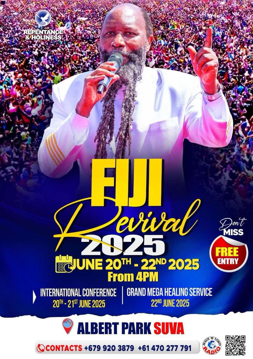 ArrepienteteM's tweet photo. 🇫🇯 FIJI 🇫🇯
                 🔥🔥AVIVAMIENTO🔥🔥
                                  
 DÍA 1 y 2 DE LA CONFERENCIA INTERNACIONAL DE PASTORES ~ 20 DE JUNIO DE 2025 Y 21 DE JUNIO DE 2025

GRAN MEGA SERVICIO DE SANIDAD ~ 22 DE JUNIO 2025 https://t.co/Sf6zFJzUyW