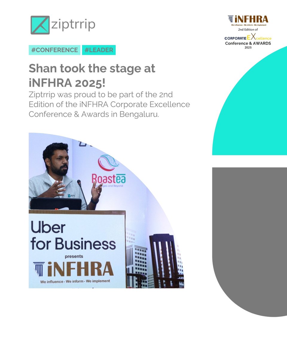 info_ziptrrip's tweet photo. 🚀 Ziptrrip at iNFHRA Corporate Excellence Conference &amp; Awards 2025

We are thrilled to have participated in the 2nd Edition of the iNFHRA Corporate Excellence Conference &amp; Awards 2025!

#Ziptrrip #iNFHRA2025 #CorporateExcellence #Leadership #BengaluruConference #Innovation https://t.co/p9dzLFJijw