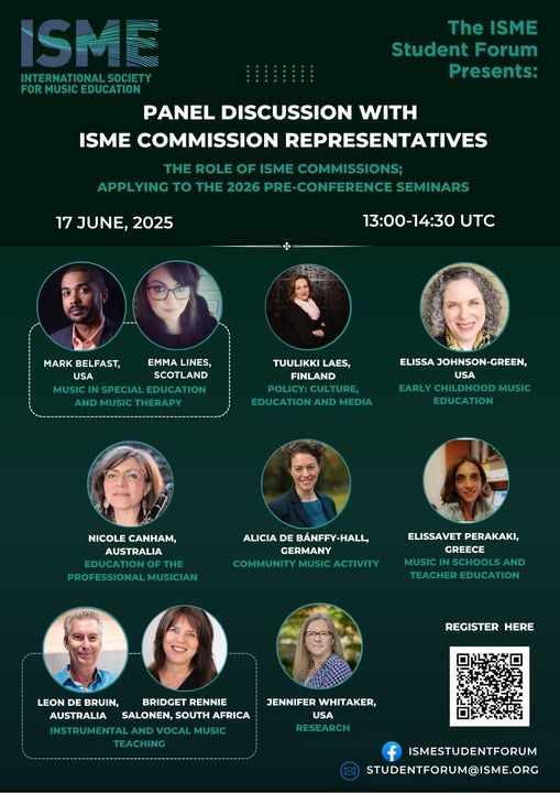 Curious about ISME’s Commissions and pre-conference events?

📅 Date: 17 June
🕐 Time: 13:00–14:30 UTC
🔗 Register here: us06web.zoom.us/meeting/regist… 

🎯 Have a question for the Commission Chairs? Submit it in advance:  forms.office.com/r/nvqGLqgJDb 

We look forward to welcoming you!