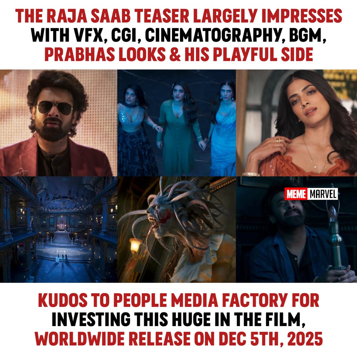 Meme Marvel (@mememarvell) on Twitter photo Impressive #TheRajaSaabTeaser 🔥
▶️ youtu.be/NZbmcl0QUaU?si…
#TheRajaSaabOnDec5th
#TheRajaSaab @DuttSanjay <a href="/DirectorMaruthi/">Director Maruthi</a> <a href="/AgerwalNidhhi/">Nidhhi Agerwal 🌟 Panchami</a> <a href="/MalavikaM_/">Malavika Mohanan</a> #RiddhiKumar @Bomanirani <a href="/vishwaprasadtg/">Vishwa Prasad</a> <a href="/peoplemediafcy/">People Media Factory</a> #KrithiPrasad <a href="/MusicThaman/">thaman S</a> <a href="/rajasaabmovie/">The RajaSaab</a> Impressive #TheRajaSaabTeaser 🔥
▶️ youtu.be/NZbmcl0QUaU?si…
#TheRajaSaabOnDec5th
#TheRajaSaab @DuttSanjay <a href="/DirectorMaruthi/">Director Maruthi</a> <a href="/AgerwalNidhhi/">Nidhhi Agerwal 🌟 Panchami</a> <a href="/MalavikaM_/">Malavika Mohanan</a> #RiddhiKumar @Bomanirani <a href="/vishwaprasadtg/">Vishwa Prasad</a> <a href="/peoplemediafcy/">People Media Factory</a> #KrithiPrasad <a href="/MusicThaman/">thaman S</a> <a href="/rajasaabmovie/">The RajaSaab</a>