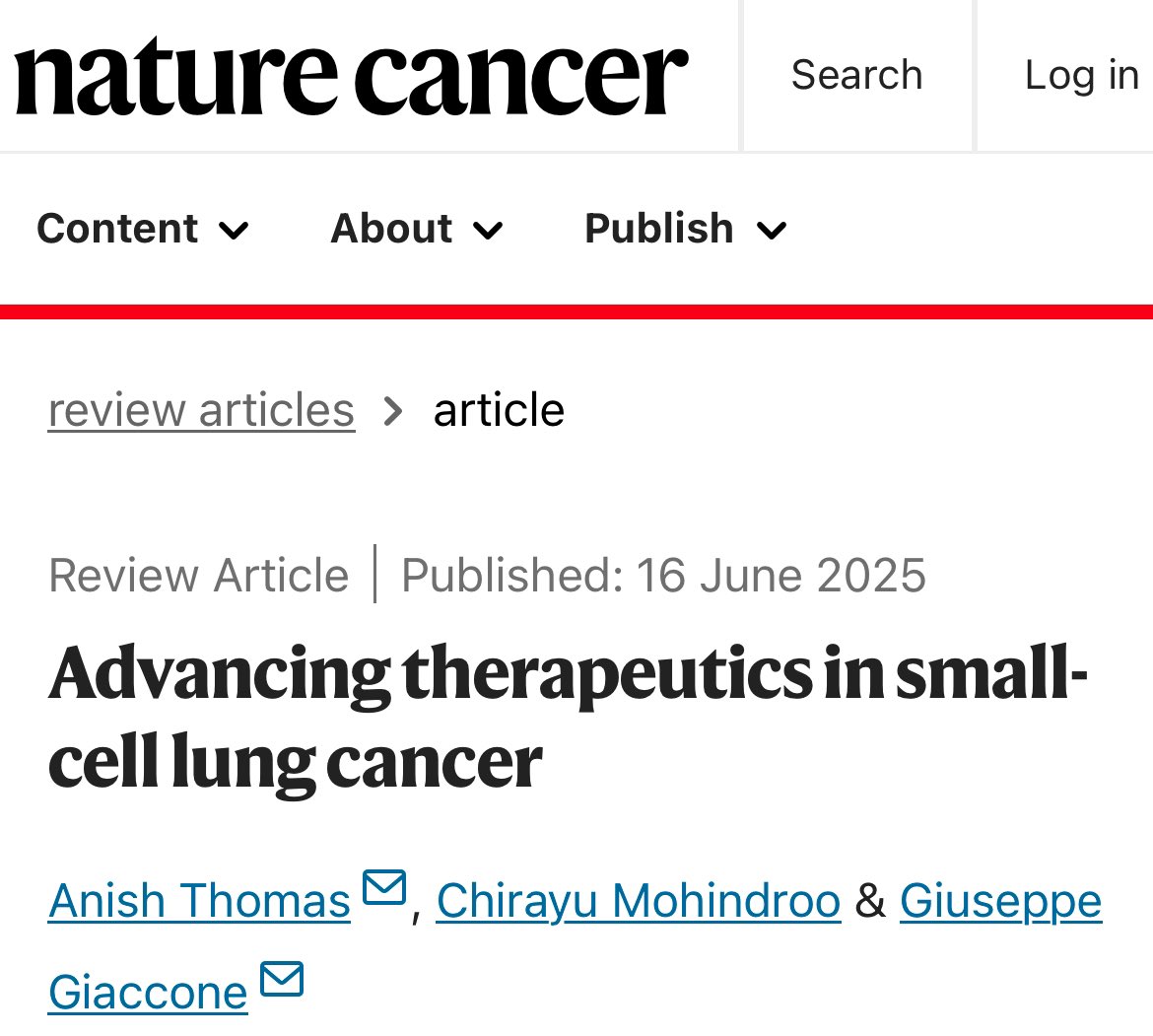 A comprehensive review on molecular basics along with current and emerging therapeutic options in small cell lung cancer!

<a href="/OncoAlert/">OncoAlert</a> #Cancer #Oncology #lungcancer #MedTwitter #MedX 

doi.org/10.1038/s43018…