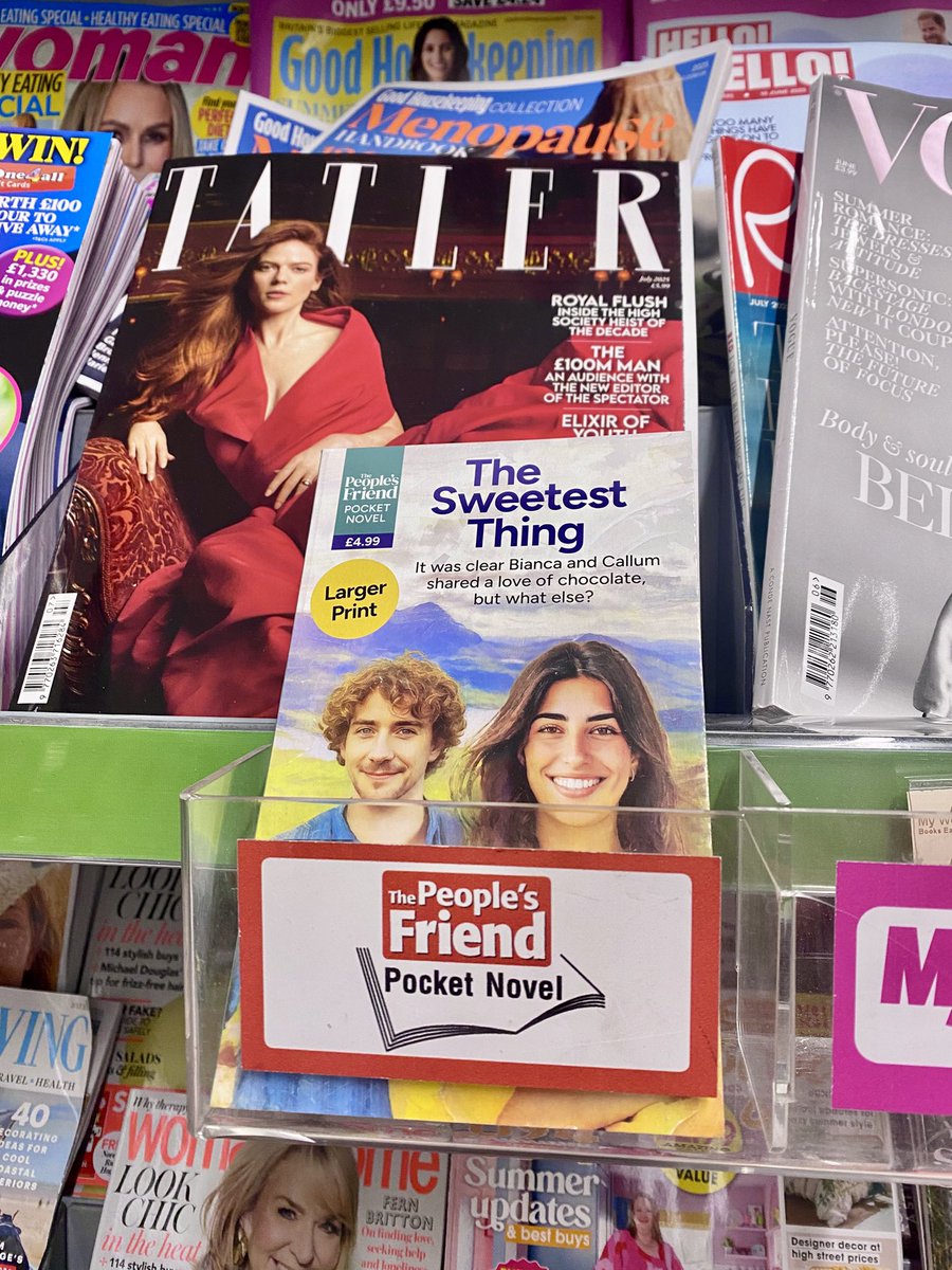 Last few days on the supermarket shelves for my pocket novel The Sweetest Thing. Found it in its own little <a href="/TheFriendMag/">The People's Friend</a> holder in Asda! Had a lovely weekend celebrating with family 🥰
#WritingCommmunity