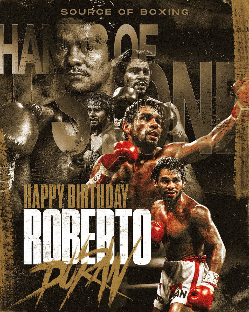 Source of Boxing (@sourceofboxing) on Twitter photo Happy birthday to the great Roberto Duran! 🎂🎉
One of the greatest to ever do it, enjoy it champ 💪 Happy birthday to the great Roberto Duran! 🎂🎉
One of the greatest to ever do it, enjoy it champ 💪