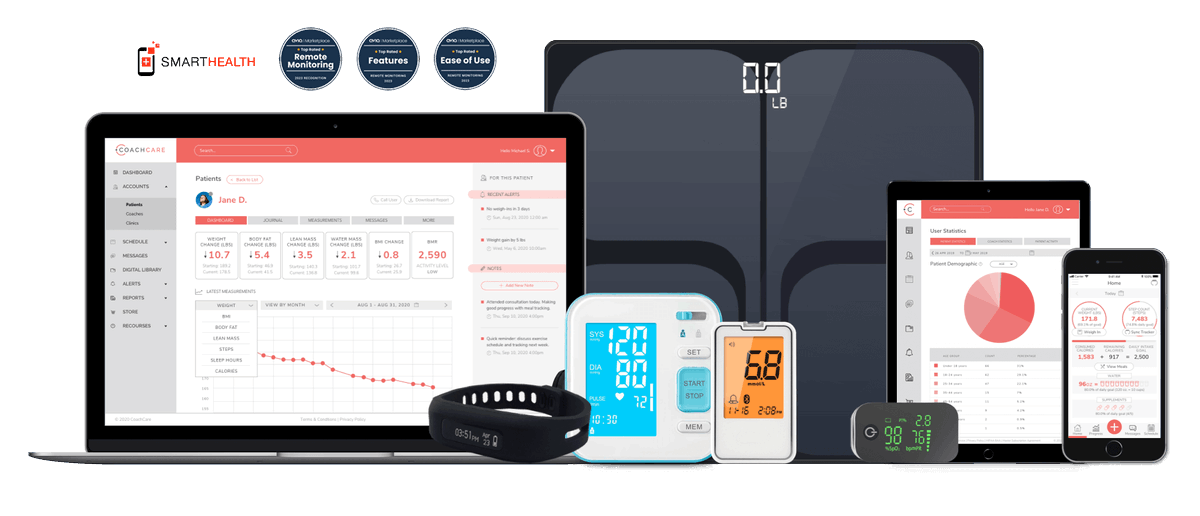 🏆 Award-winning RPM tech
CoachCare was named #1 Remote Patient Monitoring Company by AVIA Connect and SmartHealth.

Discover why: coachcare.com/quiz/