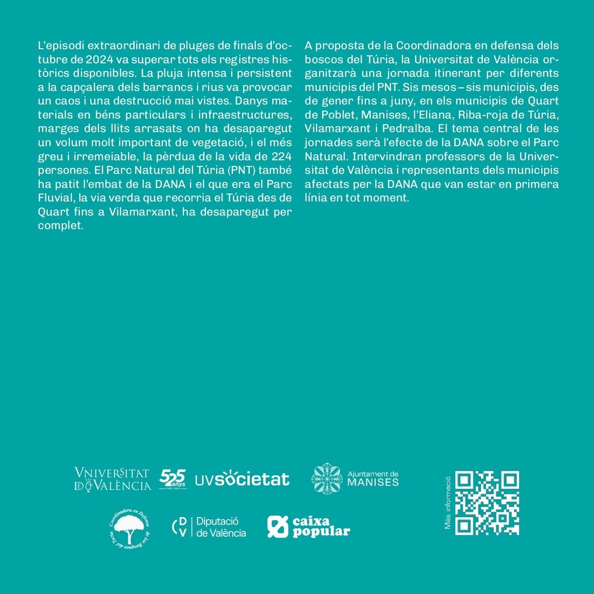 🏞️Tanquem les jornades itinerants 𝐄𝐥 𝐏𝐚𝐫𝐜 𝐍𝐚𝐭𝐮𝐫𝐚𝐥 𝐝𝐞𝐥 𝐓𝐮́𝐫𝐢𝐚 𝐯𝐚 𝐧𝐚̀𝐢𝐱𝐞𝐫 𝐝𝐞 𝐥𝐞𝐬 𝐬𝐞𝐮𝐞𝐬 𝐜𝐞𝐧𝐝𝐫𝐞𝐬, 𝟑𝟎 𝐚𝐧𝐲𝐬 𝐝𝐞𝐬𝐩𝐫𝐞́𝐬 𝐫𝐞𝐧𝐚𝐢𝐱𝐞𝐫𝐚̀ 𝐝𝐞𝐬 𝐝𝐞𝐥 𝐟𝐚𝐧𝐠 𝐝𝐞 𝐥𝐚 𝐃𝐀𝐍𝐀 a Manises

🗓️Dimarts 17/06
📍Ajuntament Manises