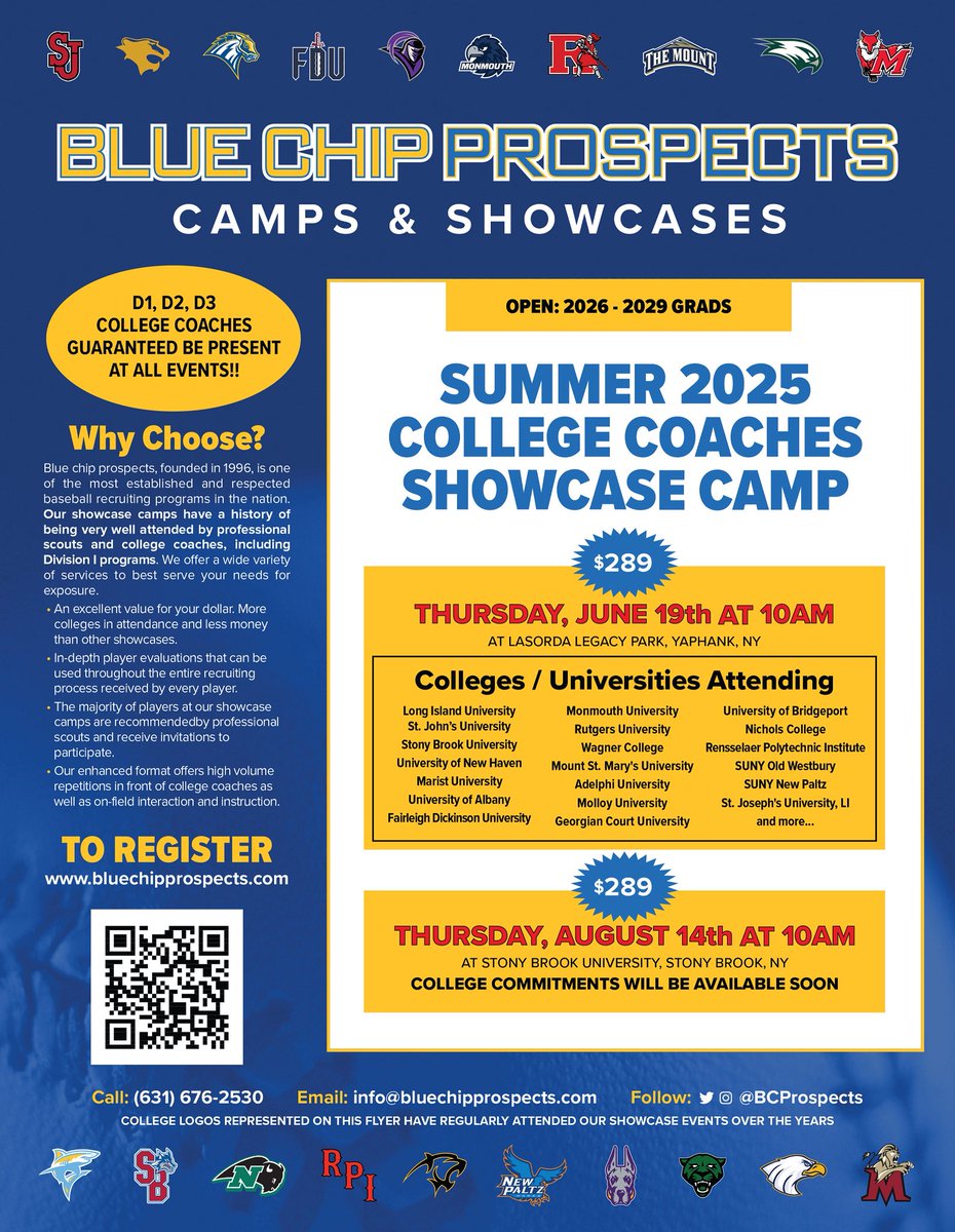 Last call to register for Thursday’s <a href="/BCprospects/">Blue Chip Prospects</a> College Coaches Camp