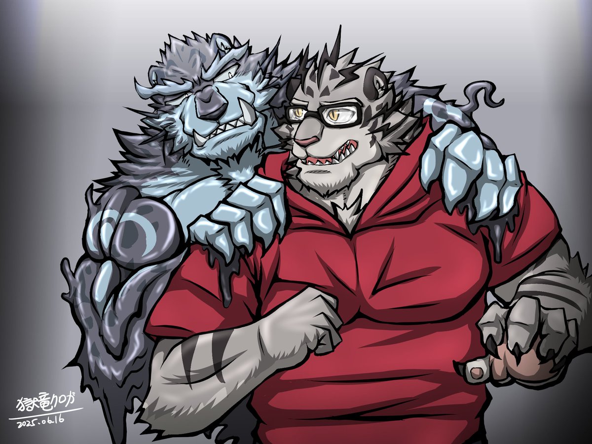 【Fan Art】雷虎&amp;惡魔
看完這本根本受不了，只能動筆畫了......🥴
撇個雷虎&amp;克勞內克😈
真的超喜歡這本的劇情，前幾年也有過類似的構想，礙於沒有那個專業以致沒有實現，不過在這次被加分放出後直接讓我整個淪陷了🤩
我一直超喜歡這種附身題材......🥵

🎨 刊物繪師 <a href="/GlinFoxArt/">GR(GlinHyena)</a>
🐯 登場主角 <a href="/ZenkiTW/">雷虎肯茲 Leihu⚡唱歌系獸人Vtuber</a>