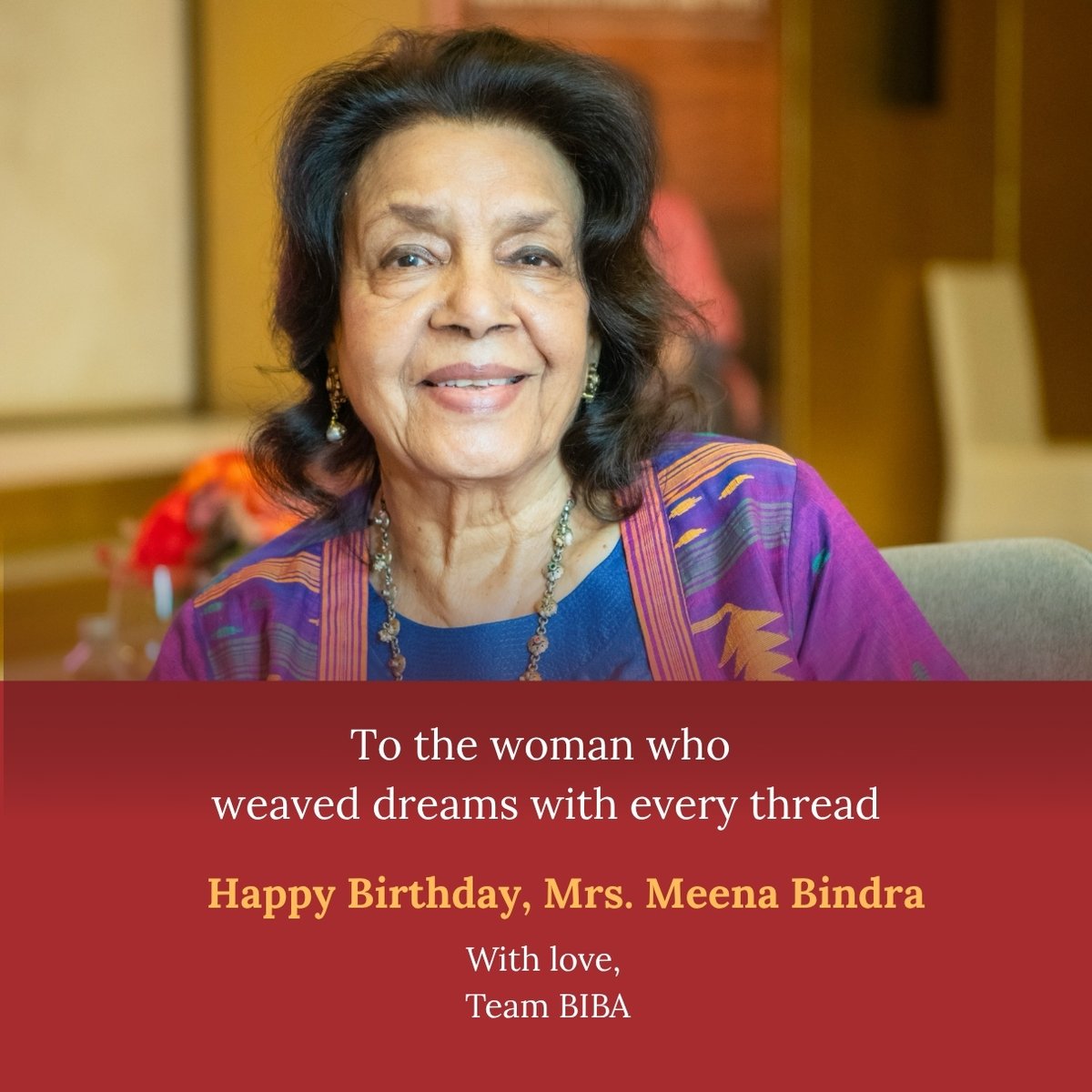 Her aura never fails! 

The one and only dreamer, achiever and an inspiration to every woman.
Wishing you a very happy birthday, Mrs. Meena Bindra.

#BIBA #BIBAIndia
