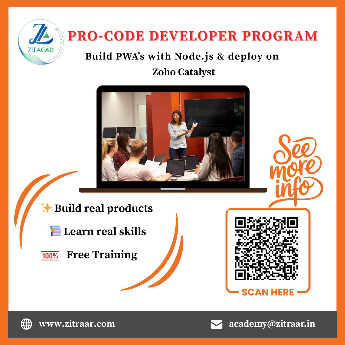 zitraar's tweet photo. 🚀 Pro Code Developer Program – 100% Free

Get hands-on training, team project experience, and skills that matter in the real world.

🔗 Apply now and start building what matters.

Register Now - https://t.co/wiQp7whsoX

#Zitraar #ZARL #WebDevelopment #ZohoCatalyst #PWA #NodeJS https://t.co/TCfHXmqWpr