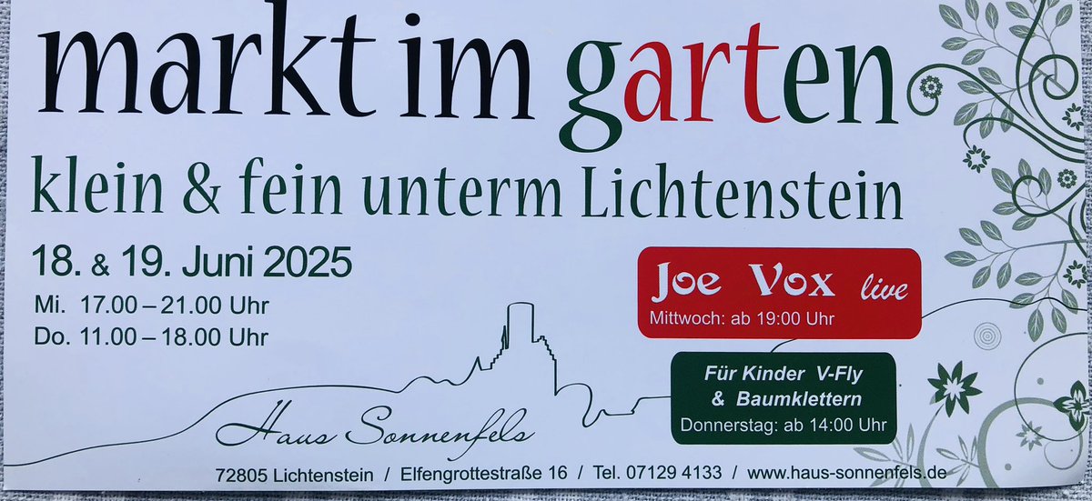 tonight1103's tweet photo. Diese Woche geht’s weiter mit mal kleinen,aber feinen Gartenmärkten😍🍀🌸☀️und dem großen Rosenmarkt 🌹in #Mössingen Am Donnerstag geht’s los unterhalb vom
Schloss #Lichtenstein gegenüber vom alten Bahnhöfle in #Honau letztes Jahr habe ich @JuliaKopp13 + ihren Sohn dort getroffen https://t.co/dS9IKPTUxc