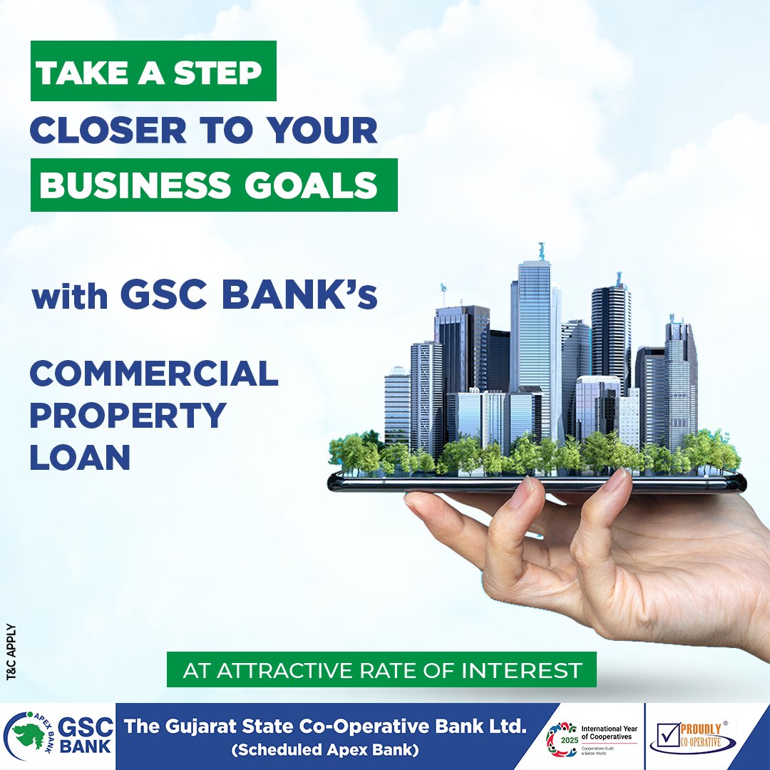 GSCBank's tweet photo. Take A Step Closer to Your Business Goals.
Get Your Commercial Property Loan Now at Attractive Rate of Interest!
#GSCB #Securebanking #commercial #commercialproperty #Loan #EasyInstallments
#loanapproval #loanservices #VisitYourNearestBranch https://t.co/WsRTXgagXS
