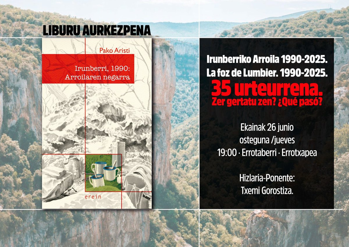 RtxSortu's tweet image. Gure herriaren historiaren parte delako; memoria dugulako; egia nahi dugulako.
Zer gertatu zen Irunberriko Arroilan?
Ekainaren 26an, 19:00tan, Errotaberrin. Animatu!
#Memoria #EuskalHerria #Arrotxapea