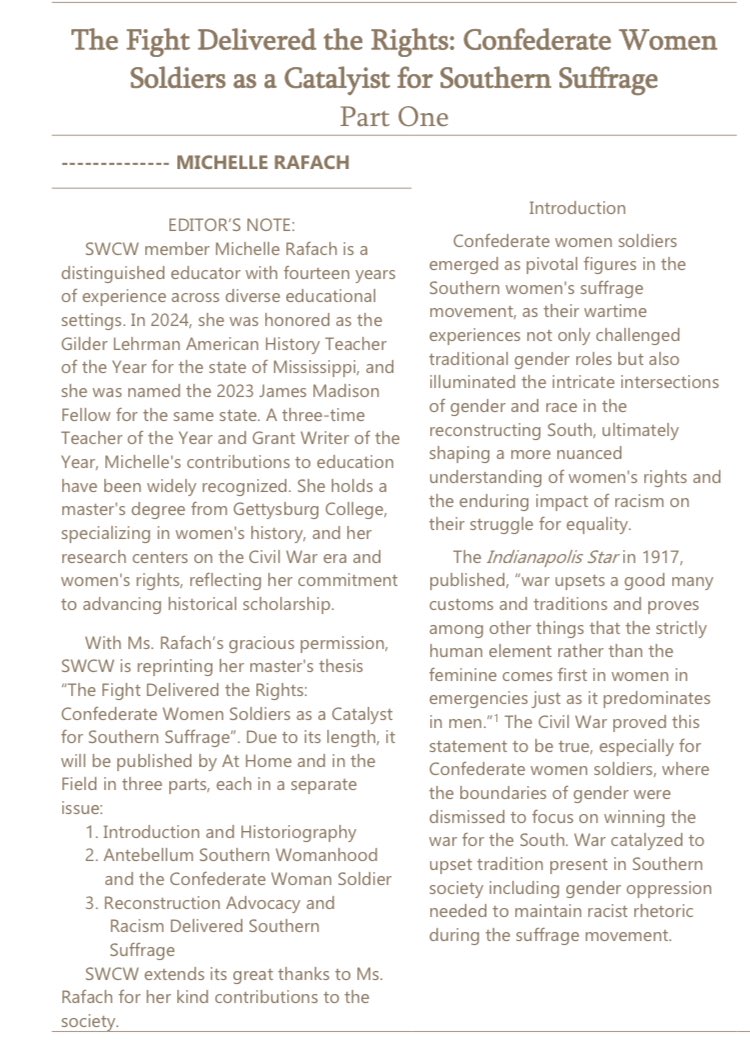 So thankful for this opportunity and to be officially in print <3  Thank you to The Society for Women in the Civil War.