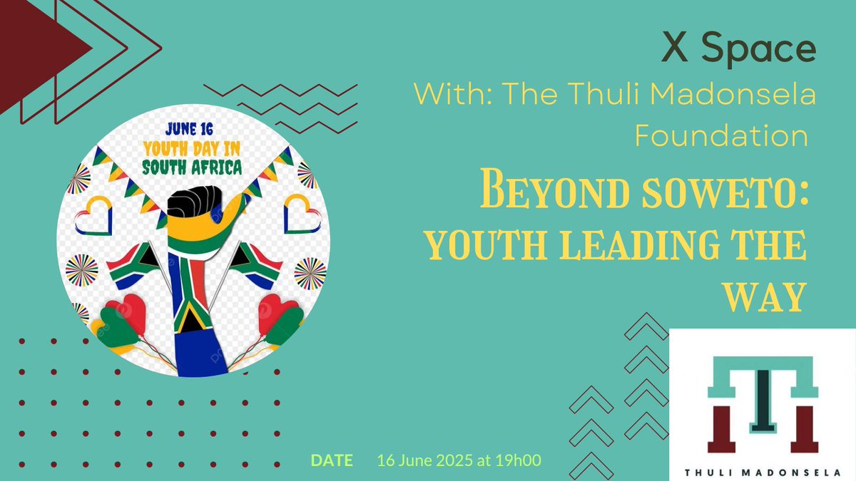 Dear Young Person : Join us tonight at 19h00 on X Spaces for a Youth Dialogue on youth Leading the way beyond Soweto.
#YouthDay2025 #Democracy #Youth #SouthAfrica
