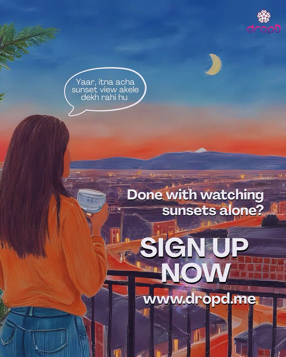 dropd_me's tweet photo. Done with watching sunsets alone? 

Find that special someone! SIGNUP on https://t.co/E4JTyBQyUd

One solution to all your dating problems- https://t.co/E4JTyBQyUd - sign up now!

Digital #ROCCA - where tradition meets modern love.

#dropdnetwork
#dropd #dropdme #kundali #gift https://t.co/Js9k9dRtT6