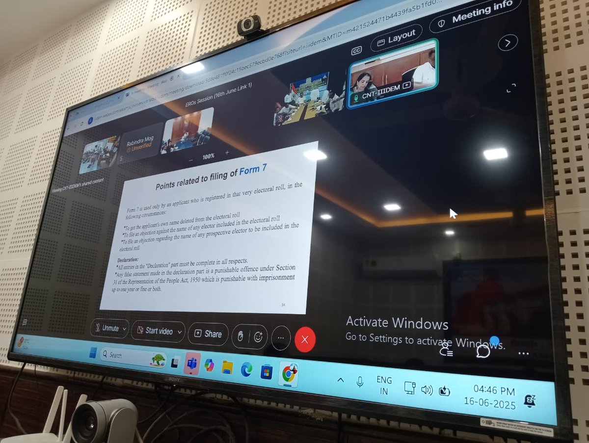 Online workshop of EROs w.r.t upcoming  #training of BLOs.
Add. DEO Gomati, SDM Udaipur and others were attended workshop.
<a href="/ECISVEEP/">Election Commission of India</a> 
<a href="/ceotripura/">CEO, Tripura</a>