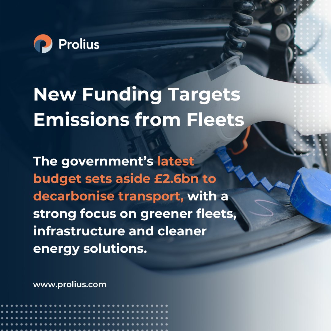 The Chancellor’s commitment of £2.6bn to decarbonising transport is more than a headline - it signals a serious shift in how the UK approaches fleet transition and emissions.

Explore here: zurl.co/Z90Xm

#FleetManagement #Prolius #Sustainability #EVs