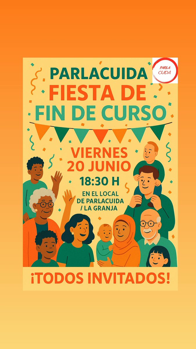 CuidaParla's tweet photo. ❤️ Este viernes 20 de junio celebramos el fin de curso en #ParlaCuida.
A las 18:30h, en nuestro local / La Granja.
Habrá merienda, gente bonita y muchas ganas de celebrar.

Si ya nos conoces, vente.
Y si no, también.
💛 Estás invitado/a. https://t.co/fY0iYM6ahB