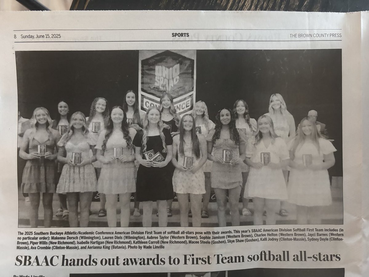 Jeff Herrmann (@herrmj12) on Twitter photo Congratulations Aub, Sophie J, Charlee, and Jayci! <a href="/brown_press/">Brown County Press</a> SBC 1st Team 🥎! Congratulations Aub, Sophie J, Charlee, and Jayci! <a href="/brown_press/">Brown County Press</a> SBC 1st Team 🥎!