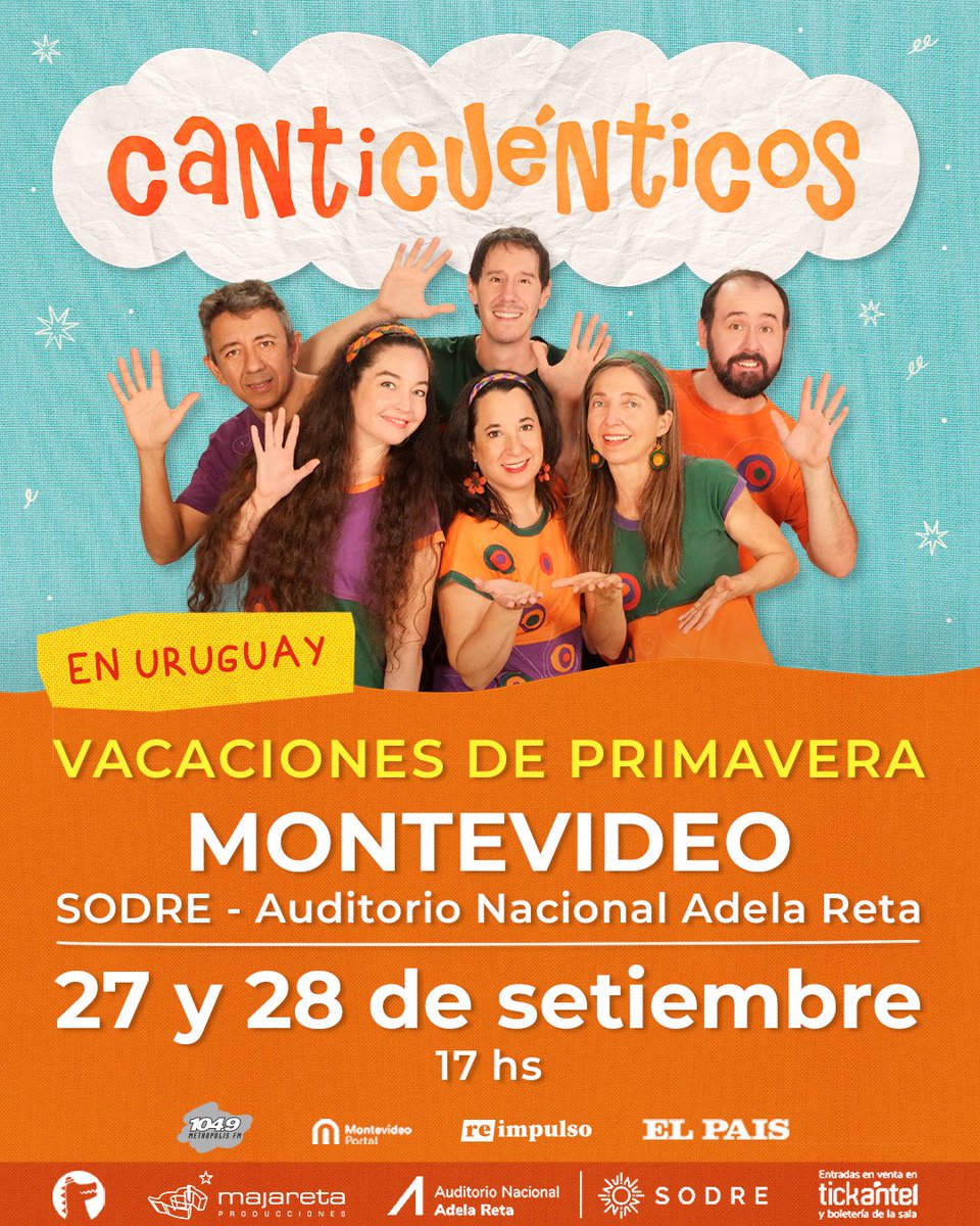 El 27 y 28 de septiembre festejamos nuestros 10 años en Uruguay, a lo grande 🇺🇾❤️
Vamos a cantar y bailar en el hermoso <a href="/AuditorioSodre/">auditoriosodre</a> en Vacaciones de Primavera. 
¡Ahí nos vemos!
Entradas ya a la venta en <a href="/Tickantel/">Tickantel</a> 👉🏼 tickantel.com.uy/inicio/alta_de…