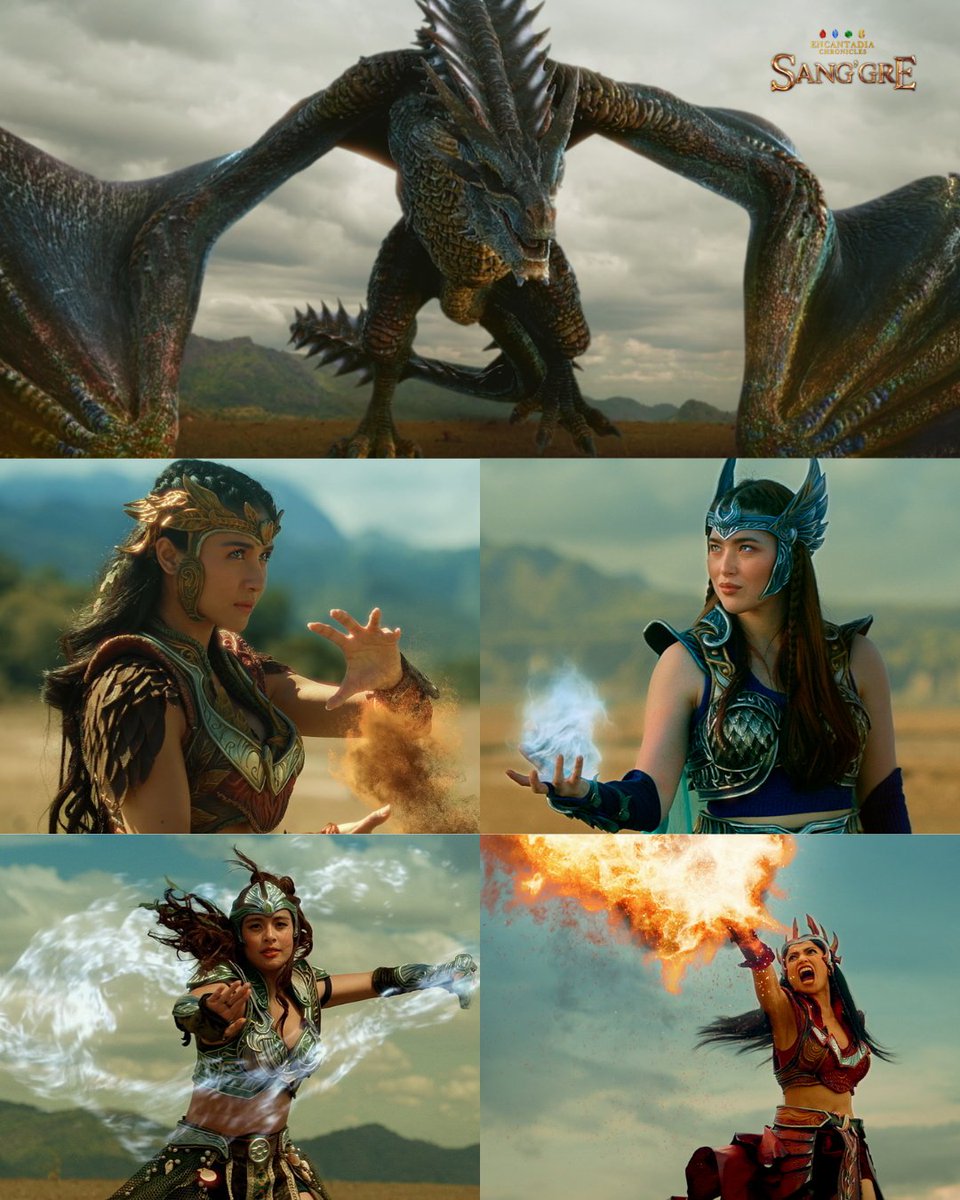 gmanetwork's tweet photo. Isang malaking laban kaagad para sa apat na mga Sang'gre! 🐉 

#Sanggre #SanggreWorldPremiere https://t.co/0uneZGTl9A