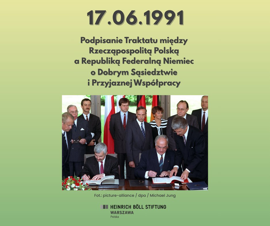 🇵🇱🇩🇪 Dzisiaj mijają 34 lata od podpisania polsko-niemieckiego Traktatu o Dobrym Sąsiedztwie i Przyjaznej Współpracy. 17 czerwca 1991 roku oba kraje podjęły ważną decyzję w kierunku pojednania i budowy dobrych relacji opartych na dialogu, szacunku i wzajemnym zrozumieniu.

📍