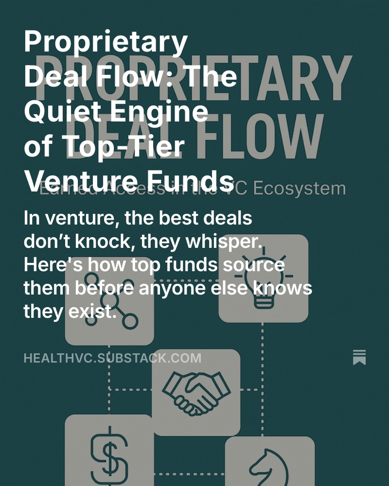 Proprietary deal flow isn’t about luck or hype. It’s the result of trust, specialization, and long-term presence in the right rooms.
In the latest edition of HealthVC, I break down what it really means, how to earn it, and why LPs should care.