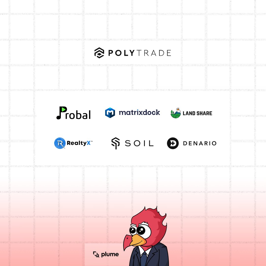Polytrade (@polytrade_fin) on Twitter photo Welcoming the <a href="/plumenetwork/">Plume - RWAfi Chain</a> ecosystem to Polytrade.
From real estate and gold to creative IP, each partner is unlocking a new dimension, and we're proud to be working with them.
Another significant step forward in our mission to become the leading distribution hub for RWAs. Welcoming the <a href="/plumenetwork/">Plume - RWAfi Chain</a> ecosystem to Polytrade.
From real estate and gold to creative IP, each partner is unlocking a new dimension, and we're proud to be working with them.
Another significant step forward in our mission to become the leading distribution hub for RWAs.